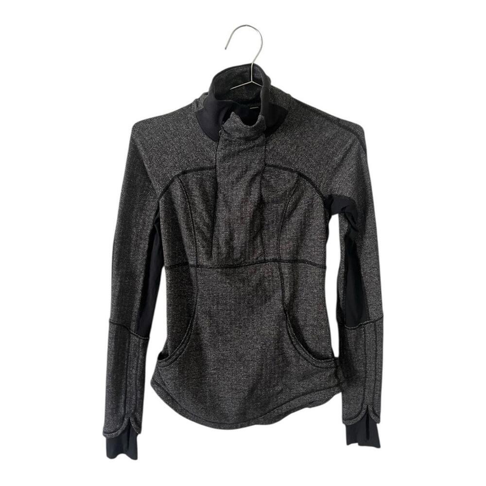 Lululemon Base Runner 1/2 Zip Pullover Jacket Women’s‎ Size 2 Herringbone Black